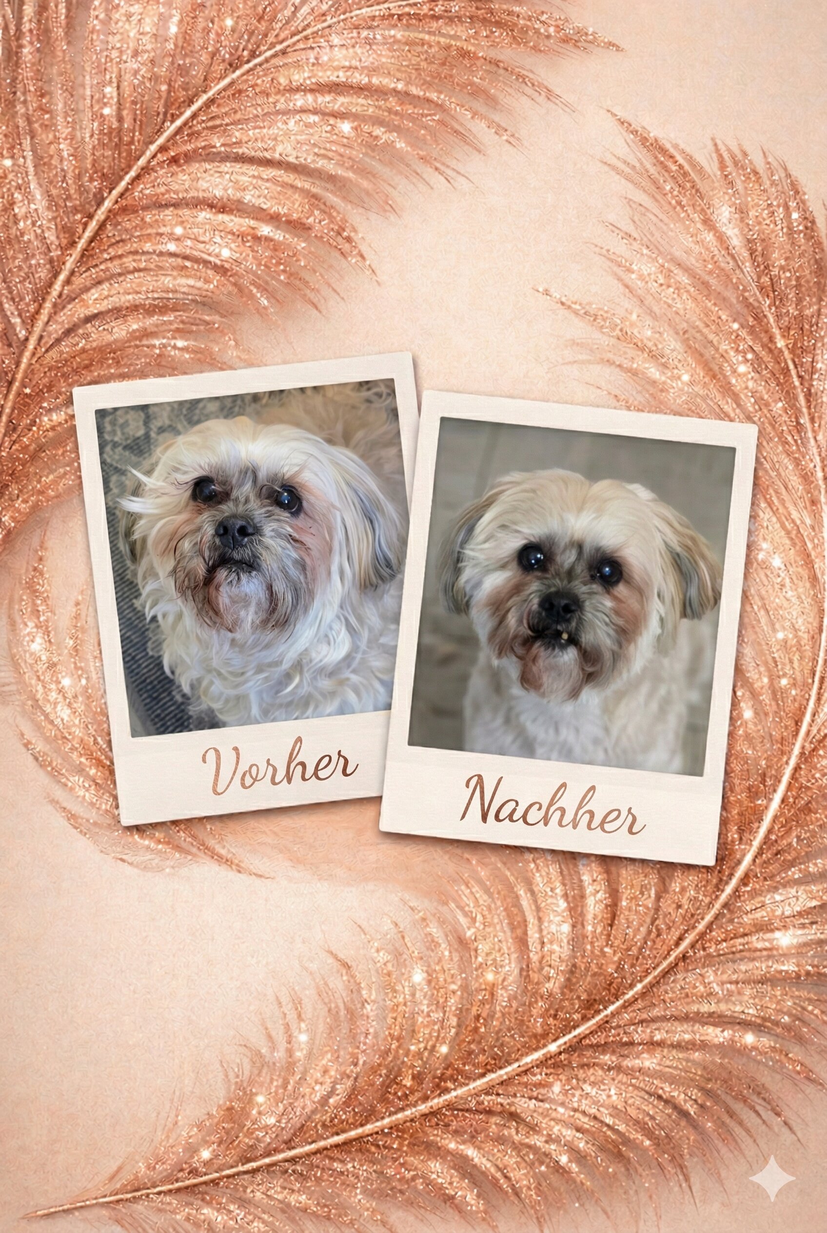 Vorher Nachher Hundepflege durch mobile Hundefriseurin in Düren